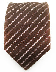Brown tie with pink pinstripes