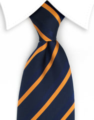 Navy and Orange Striped Extra Long Ties - 3XL