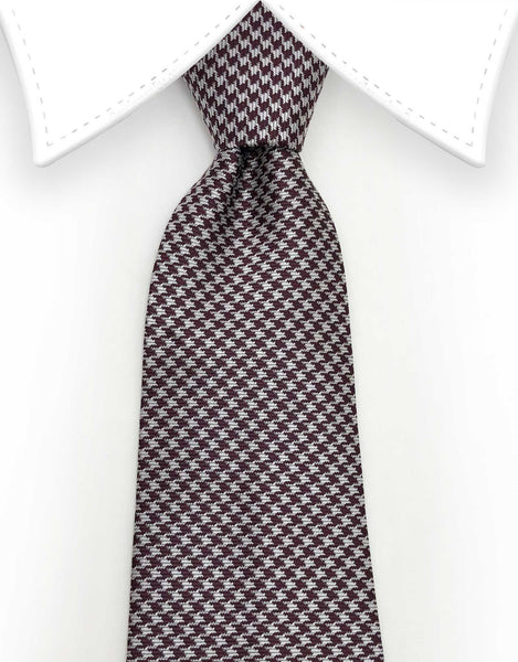 silver and brown houndstooth mens tie