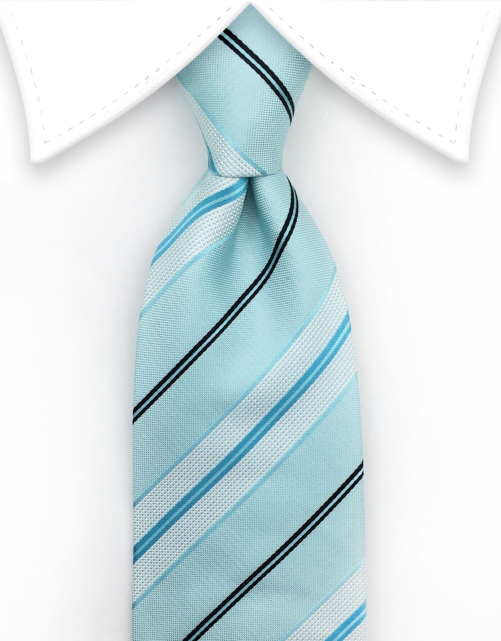Aqua and Turquoise Striped Necktie