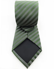 back view of green and charcoal striped tie