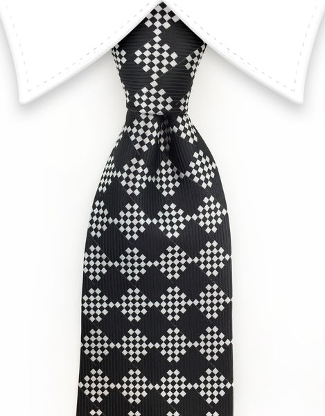 Black and Silver Diamond Necktie