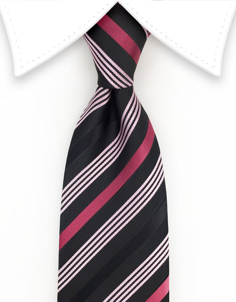 Black & Pink Striped Necktie