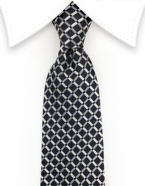 Black & Silver Crisscross Design Tie