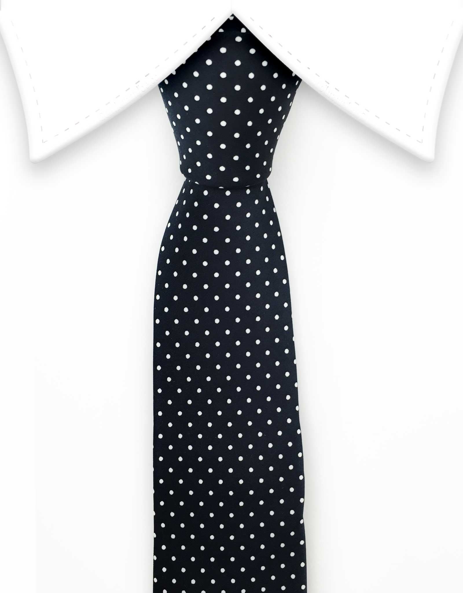 Black tie with white pin dots