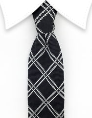 Black White Criss Cross Knit Tie