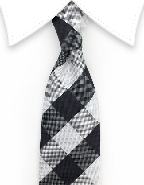 Black, White & Gray Plaid Tie – GentlemanJoe
