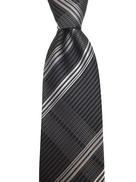 Black, Charcoal & Silver Plaid Tie