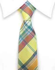 Yellow & Orange Boy's Plaid Necktie