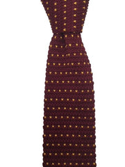 Burgundy and Mustard Yellow Men's Knit Tie