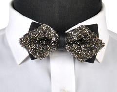 Silver and Charcoal, Sparkling, Party, Diamond Tip, Bow Tie