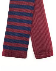Dark Red & Navy Blue Knit Necktie
