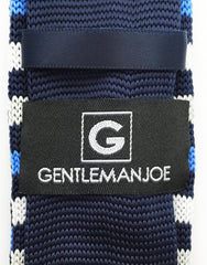 Gentleman Joe Blue, Black, White, Gray Knit Mens Tie