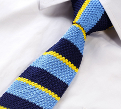 blue knitted tie