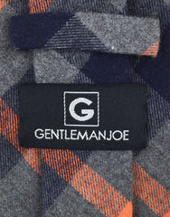 Gentleman Joe Charcoal Orange Plaid Cotton Tie