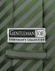 Gentleman Joe Dark Green & Charcoal striped necktie