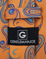 Gentleman Joe Orange Light Blue Paisley Tie