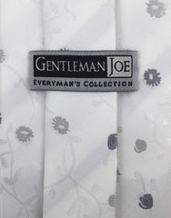 GentlemanJoe white tie with silver flowers