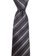 Gray Burgundy Striped Extra Long Men's Tie