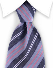 Black, grey, pink striped tie