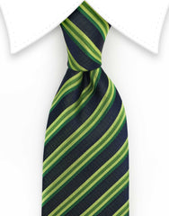 Green & Black Striped Mens Tie