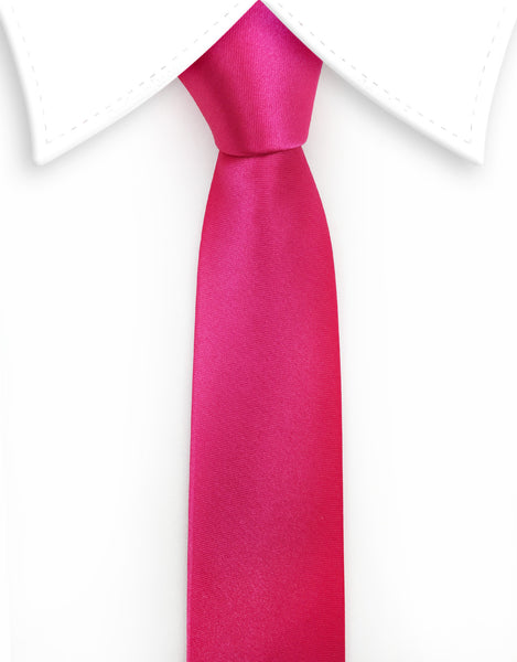 Hot Pink Satin Skinny Tie