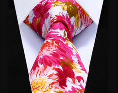 Hot pink floral tie