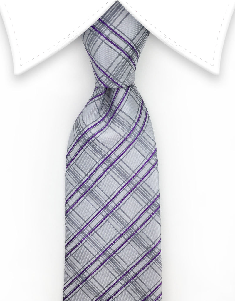 Silver & Purple Plaid Tie – GentlemanJoe