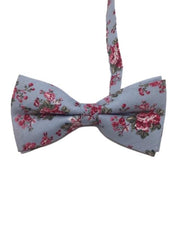 Light Blue Bow Tie with Pink Floral Pattern