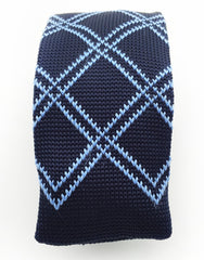 Navy Blue Argyle Knitted Necktie