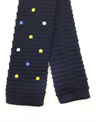 Navy Blue Polka Dot Knit Tie