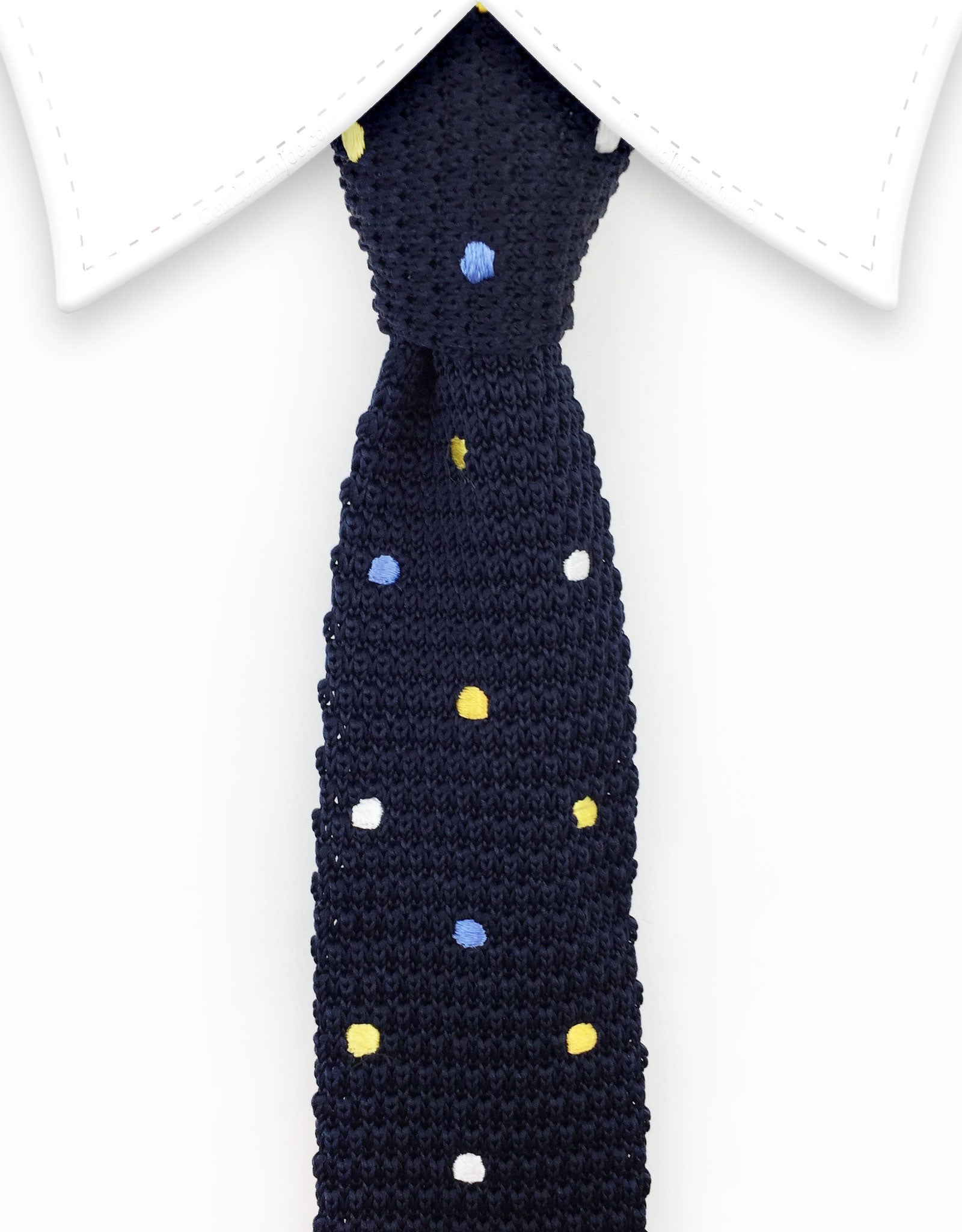 Navy Blue Polka Dot Knitted Necktie