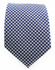 Silver and navy houndstooth tie