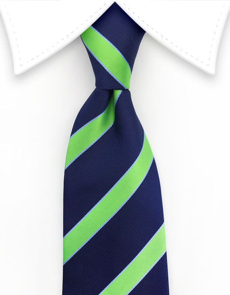 Navy Blue and Lime Green Tie