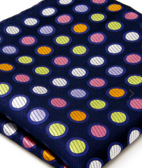 Navy Pocket Square with Colorful Polka Dots