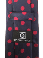 Navy Blue and Burgundy Red Polka Dot Tie