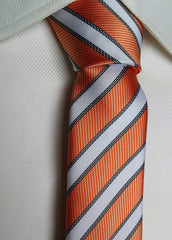 Orange & white skinny tie