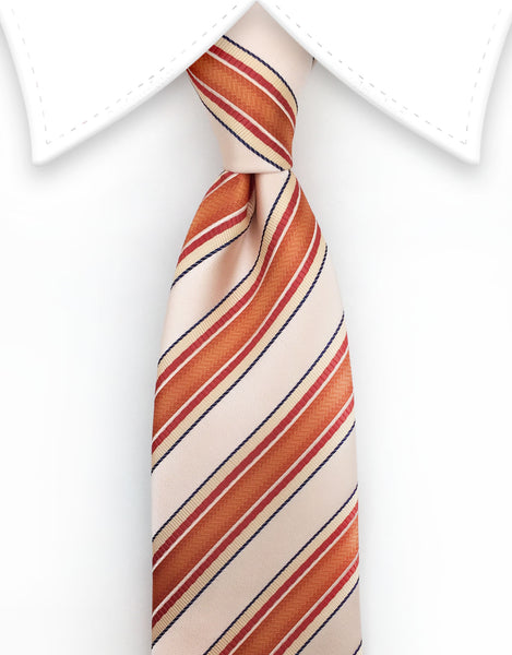 Peach and Orange Coral Striped Extra Long Ties