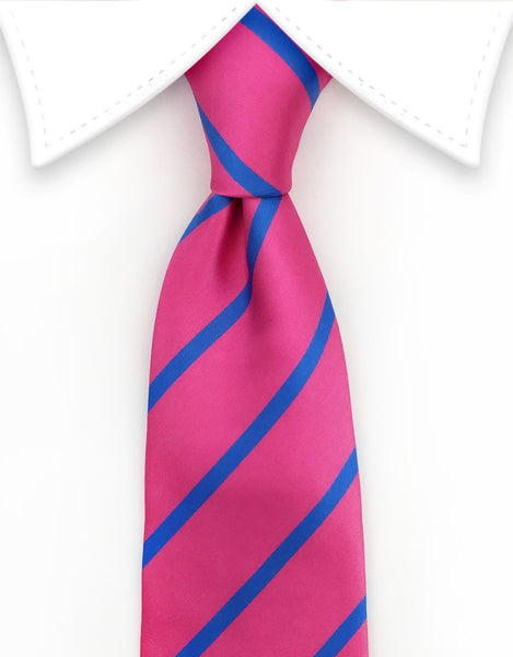 pink and blue striped mens tie