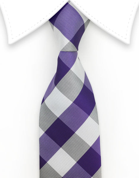 Purple & White Checker Tie