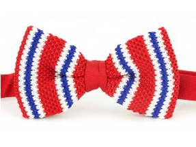 Red, Blue & White Knitted Bow Tie