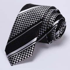 Silver & Black Narrow Necktie