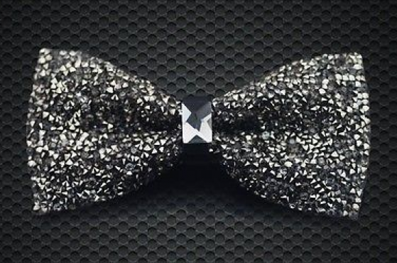 Crystal Charcoal Bow Tie