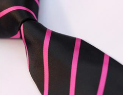 Black and hot pink striped necktie