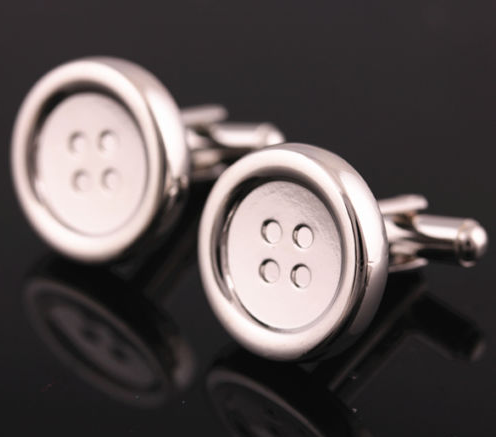 silver button cuff links