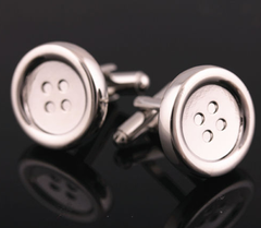 silver button cufflinks