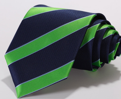 Navy and light green tie
