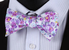 lilac floral bow tie