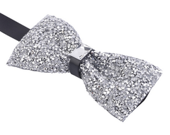 Silver crystal bow tie