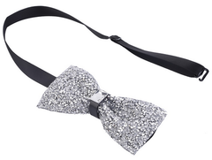 Sparkly Silver Bow Tie